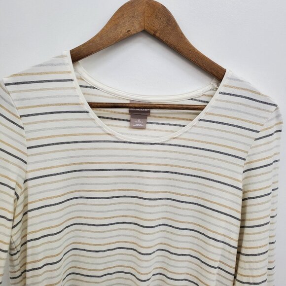 Chicos Womens S (0) Metallic Stripe Long Sleeve Top Minimalist Stretch Shirt - Picture 10 of 13